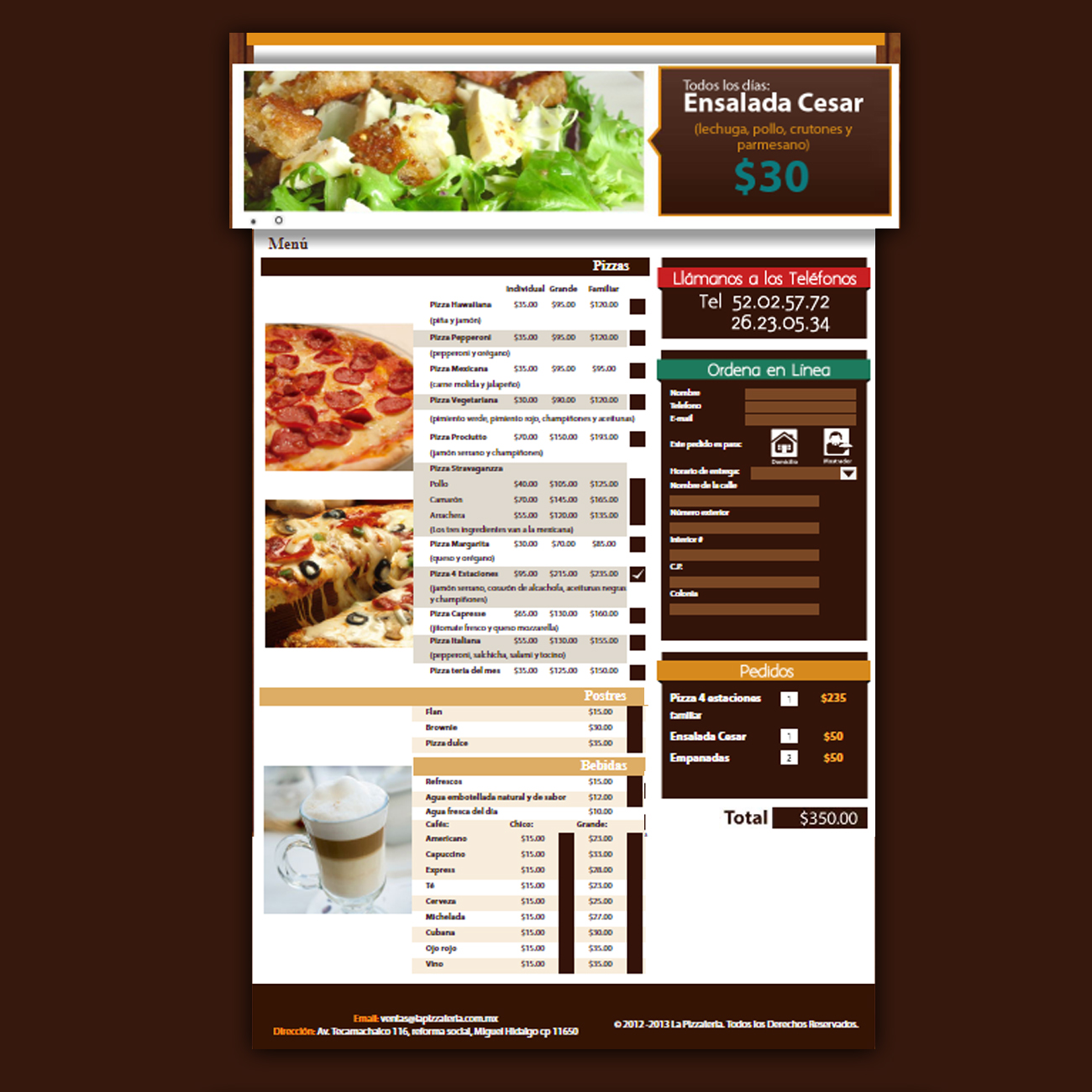 Sitios Web Pizzateria